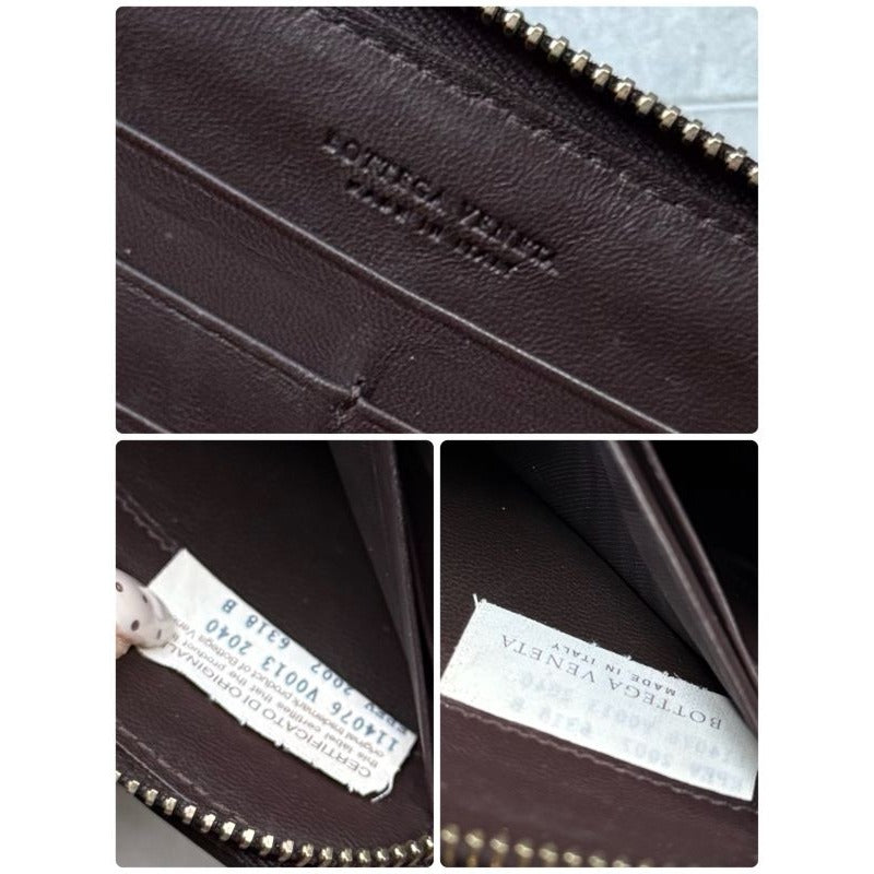 Bottega Veneta Round Zipper Long Wallet Intrecciato Dark Brown Leather Men — view 3