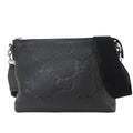 Gucci Jumbo GG Shoulder Bag Leather Black Silver