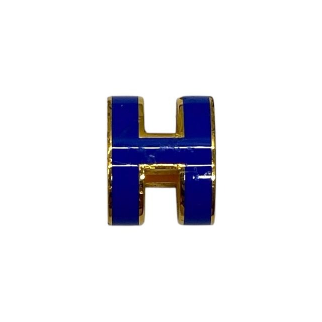 Hermes Mini Pop Ash H Necklace Pendant Top Charm Logo Gold Blue