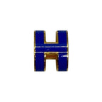 Hermes Mini Pop Ash H Necklace Pendant Top Charm Logo Gold Blue