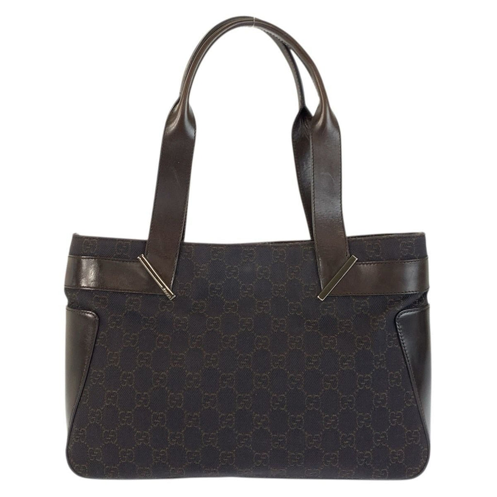 Gucci Brown GG Canvas Leather Tote Shoulder Bag