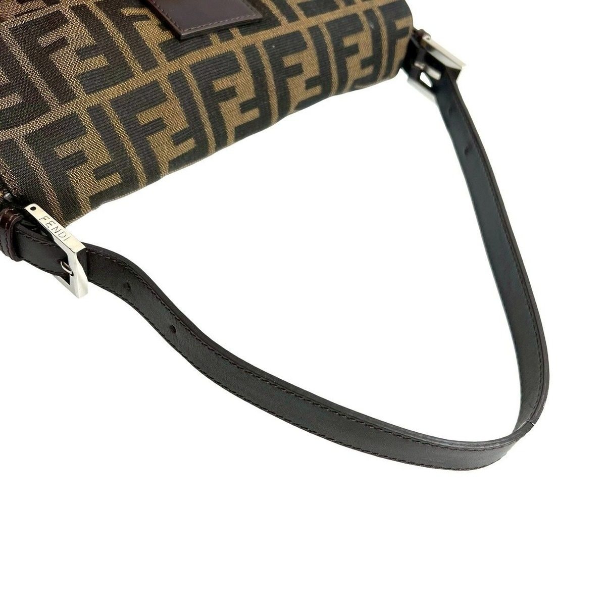 Fendi Mamma Bucket Zucca FF Pattern Canvas Leather Shoulder Bag Brown — view 4