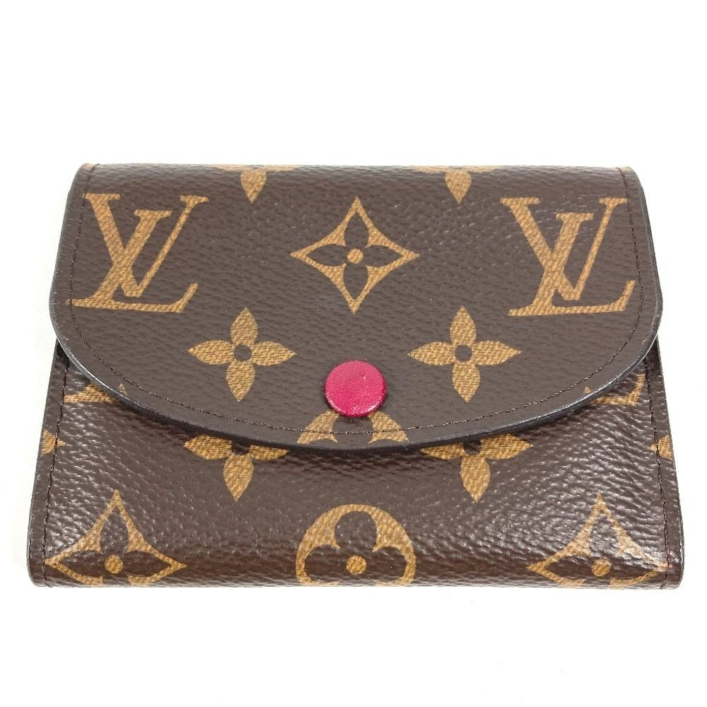 Louis Vuitton Bifold Wallet Porte Monnaie Rosalie Monogram Canvas Fuchsia Brown