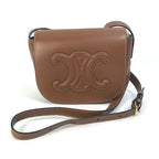 Celine Shoulder Bag Folco Cuir Triomphe Du3 Leather Tan Brown