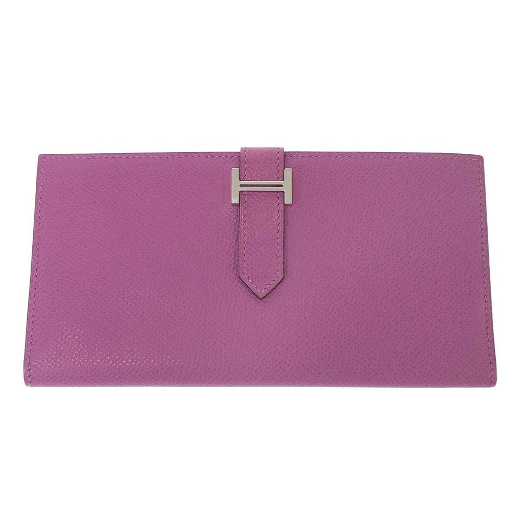 Hermes Bearn Soufflet Souffle Long Leather Wallet Pink