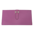 Hermes Bearn Soufflet Souffle Long Leather Wallet Pink