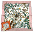 Hermes Carre 90 Scarf AU Coeur Des Bois in the Forest 100% Silk Pink Box