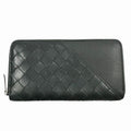 Bottega Veneta Intrecciato Diagonal Leather Wallet Black