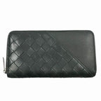 Bottega Veneta Intrecciato Diagonal Leather Wallet Black