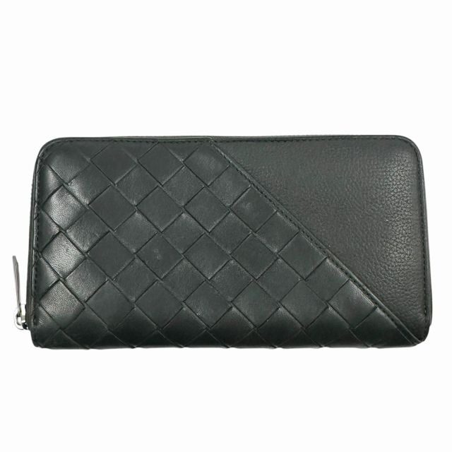 Bottega Veneta Intrecciato Diagonal Leather Wallet Black