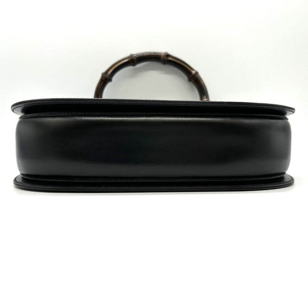 Gucci 000 46 Bamboo Handbag Leather Black Vintage — view 3