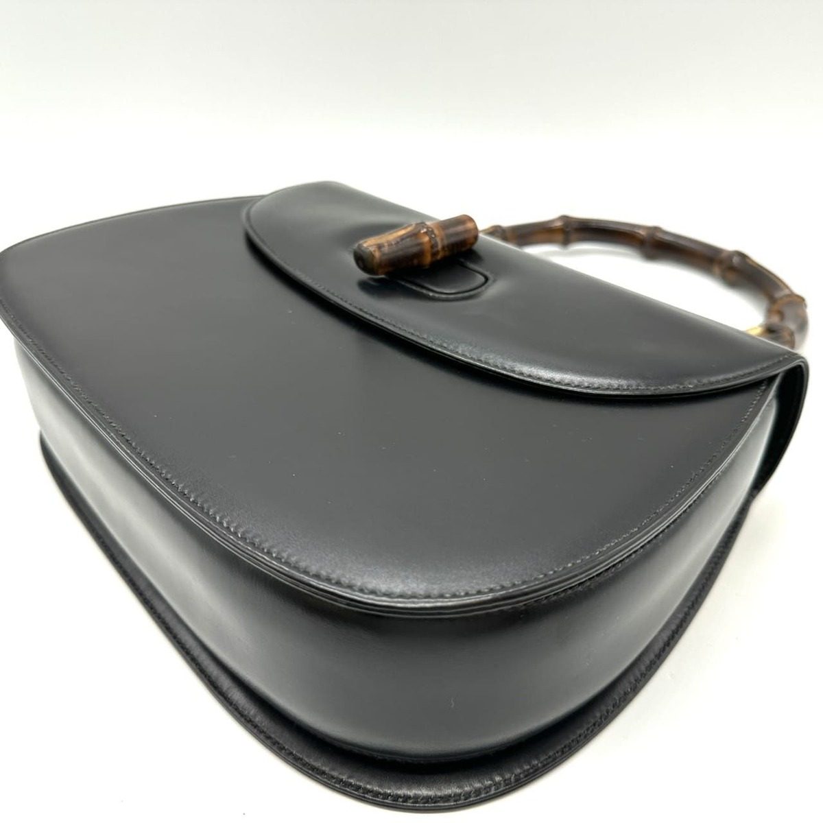 Gucci 000 46 Bamboo Handbag Leather Black Vintage — view 4