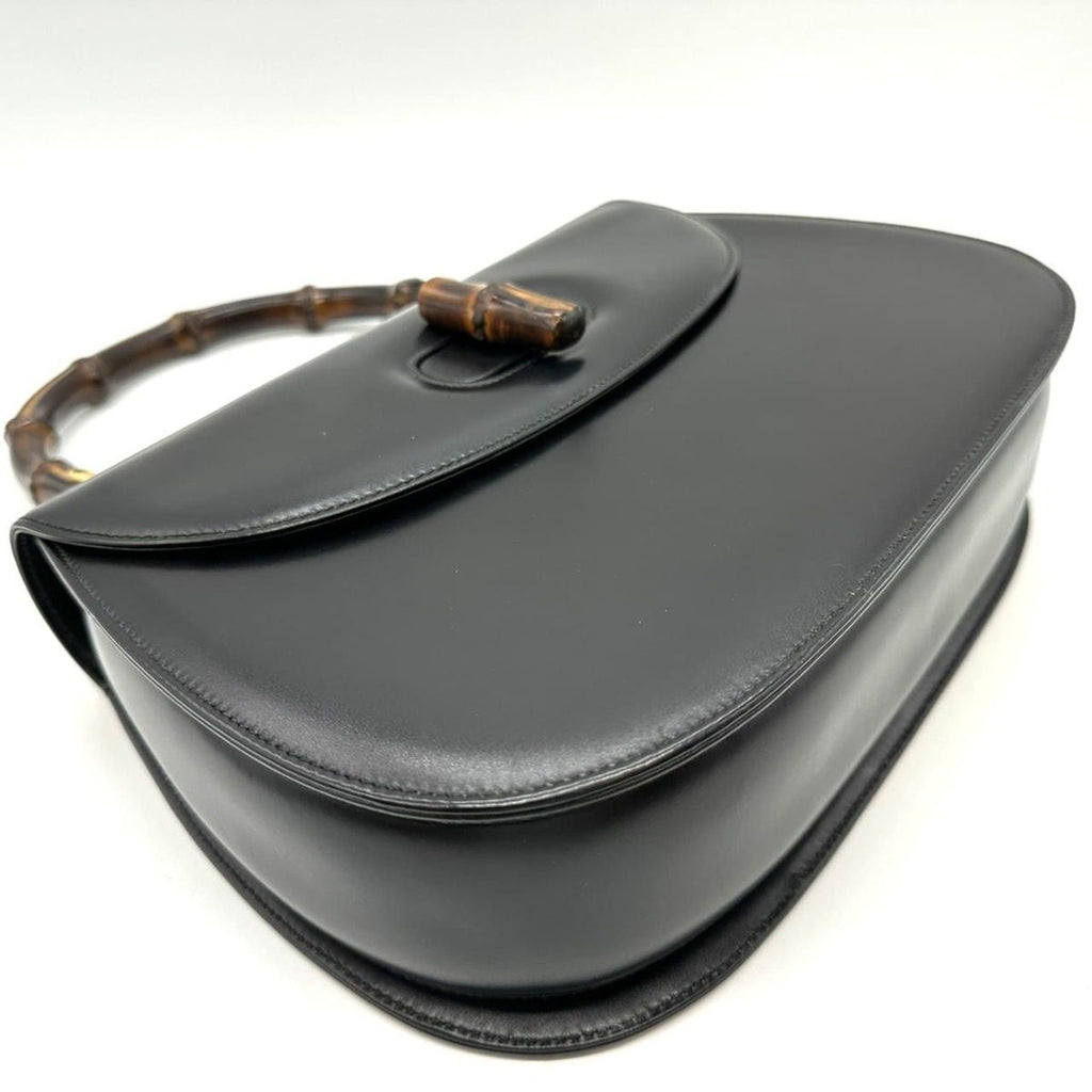 Gucci 000 46 Bamboo Handbag Leather Black Vintage — view 5