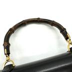 Gucci 000 46 Bamboo Handbag Leather Black Vintage — view 8
