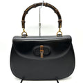Gucci 000 46 Bamboo Handbag Leather Black Vintage