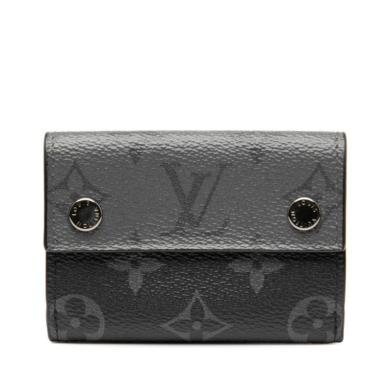 Louis Vuitton Monogram Eclipse Discovery Trifold Compact Wallet Black