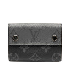 Louis Vuitton Monogram Eclipse Discovery Trifold Compact Wallet Black