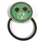 Chanel Hair Tie Heart CC Logo Plastic Black