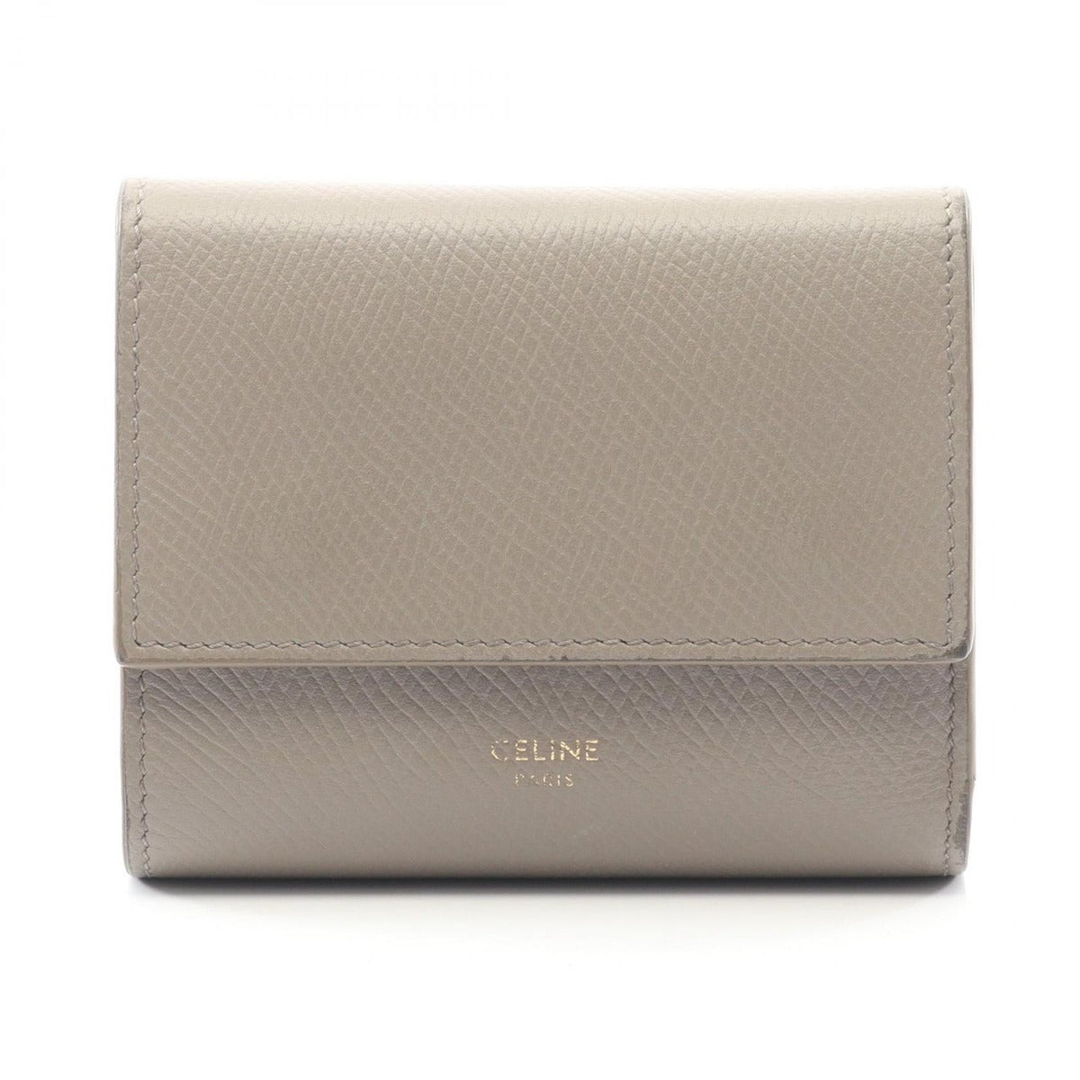 Celine Trifold Wallet Small Gray Beige Leather