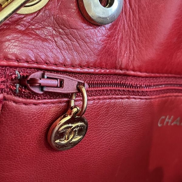 Chanel Quilted Red Lambskin Chain Shoulder — view 8