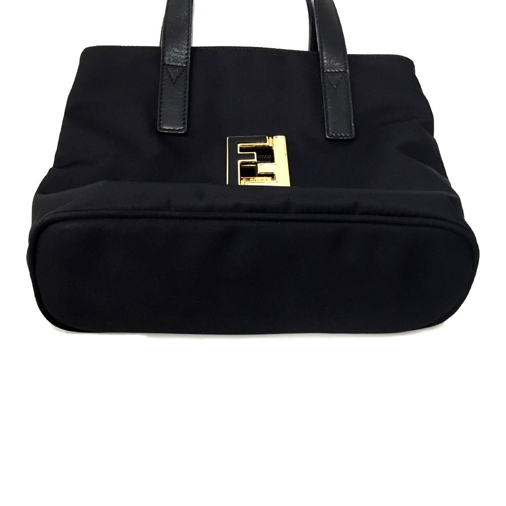 Fendi FF Logo Hardware Nylon Leather Bag 15321 Black — view 4