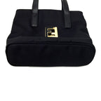 Fendi FF Logo Hardware Nylon Leather Bag 15321 Black — view 4