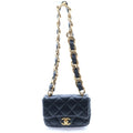 Chanel Quilted Small Flap Handbag Lambskin Plate Black