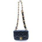 Chanel Quilted Small Flap Handbag Lambskin Plate Black