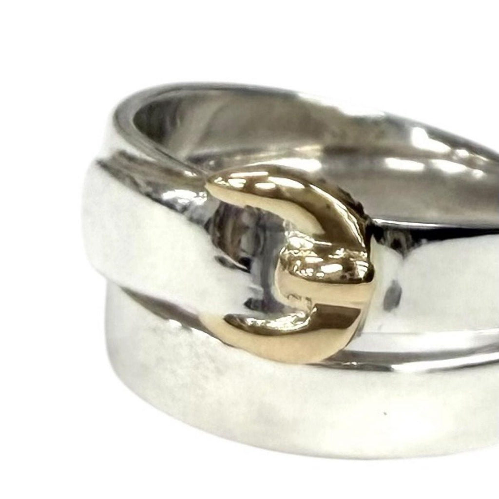 Hermes Vintage 925 750 Double True Ring Combination Silver Gold 50 Weight — view 5