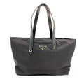 Prada Leather Nylon Black Tote Silver