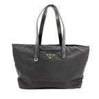 Prada Leather Nylon Black Tote Silver