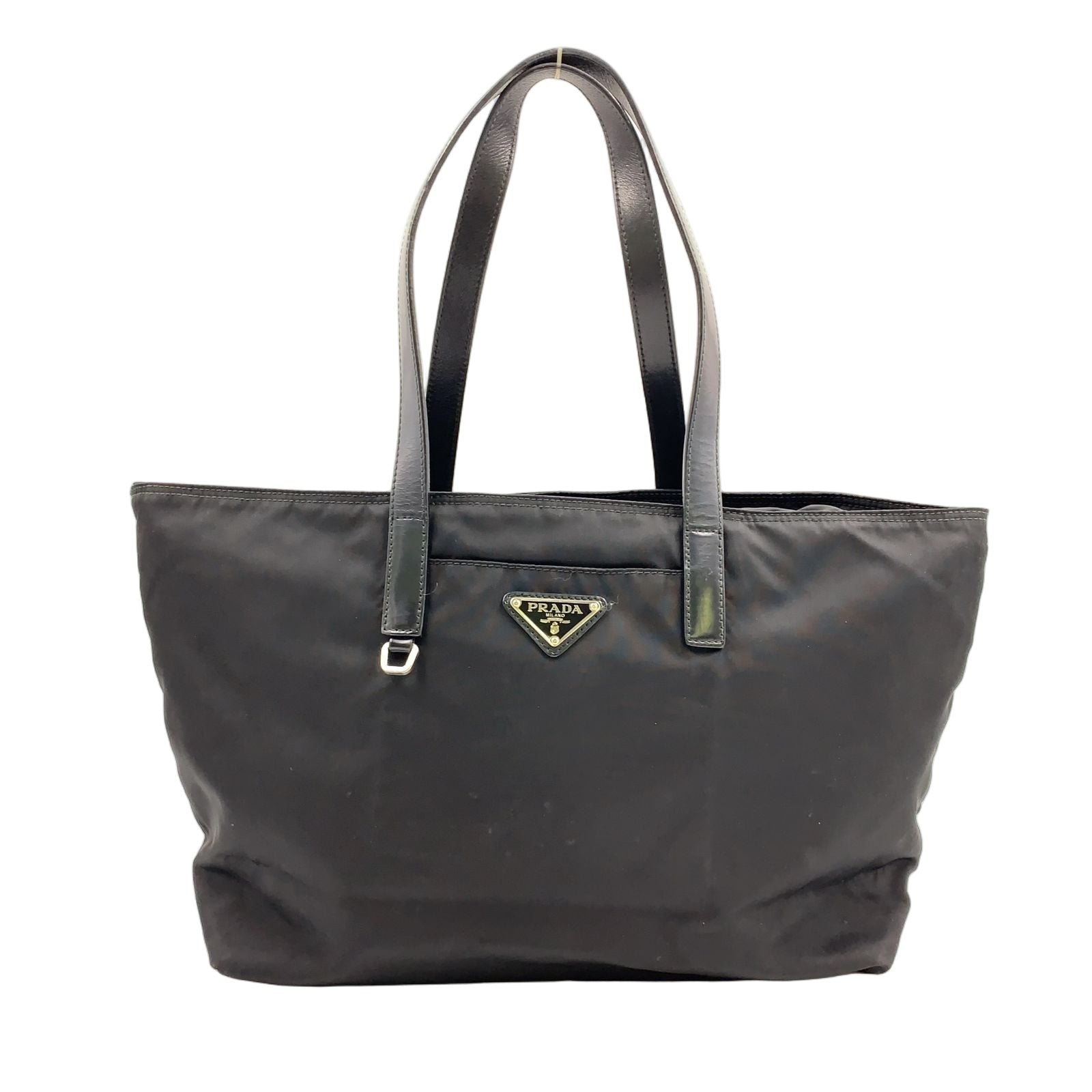 Prada Leather Nylon Black Tote Silver