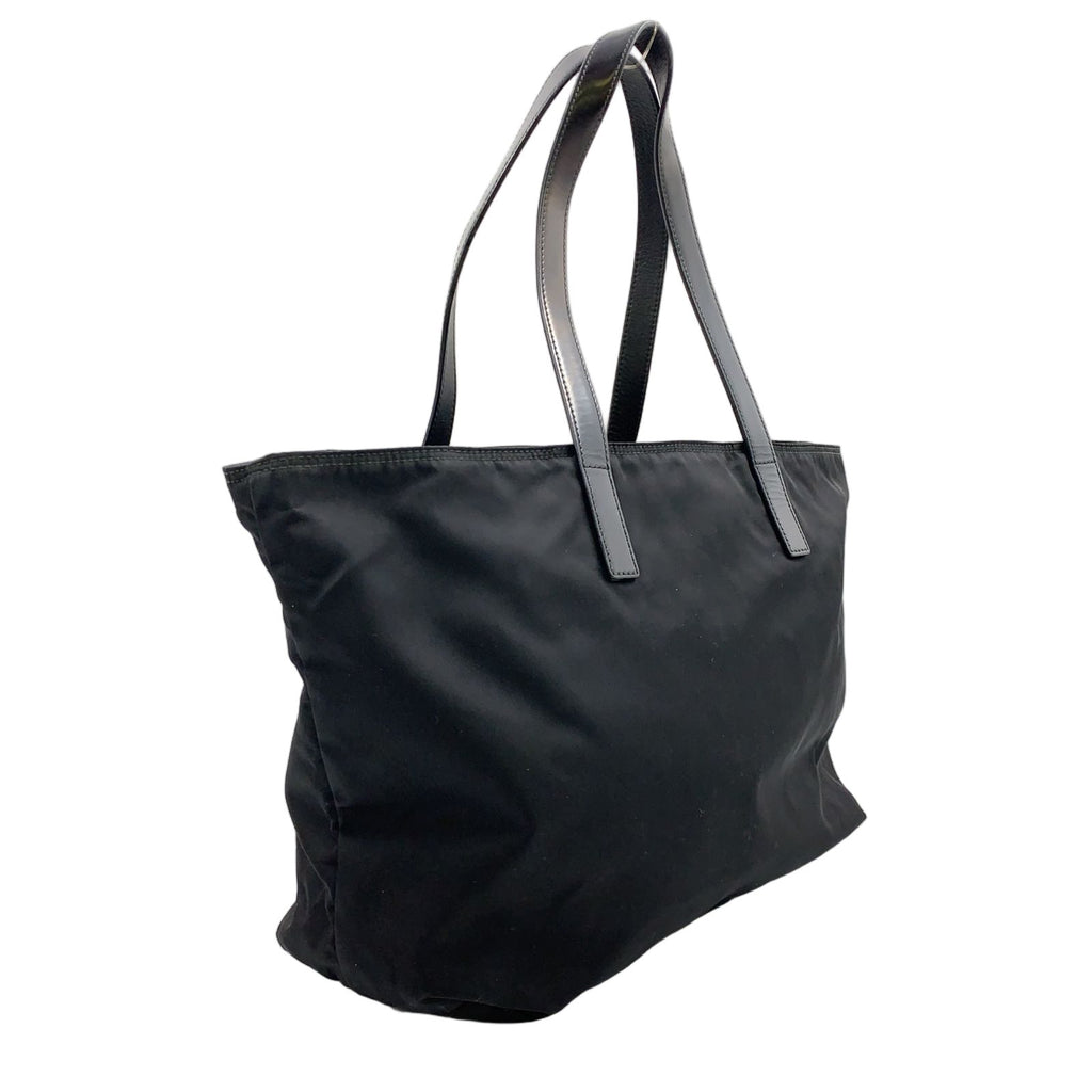Prada Leather Nylon Black Tote Silver — view 2