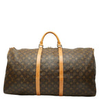 Louis Vuitton Monogram Keepall Bandouliere 60 Boston Bag Brown Leather