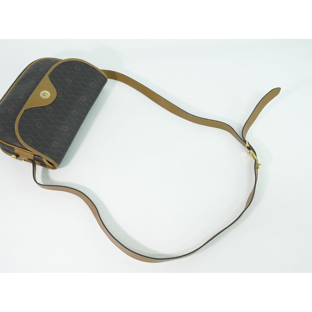 Dior Christian Honeycomb Pattern Shoulder Bag Pochette Black Brown — view 5