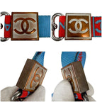 Chanel Neck Strap Coco Mark Blue Orange Red Silver Hardware — view 6