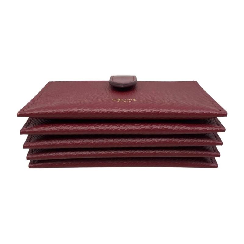 Celine Card Case Accordion Holder 10 B693 bfp Calfskin Logo Light Burgundy — view 6
