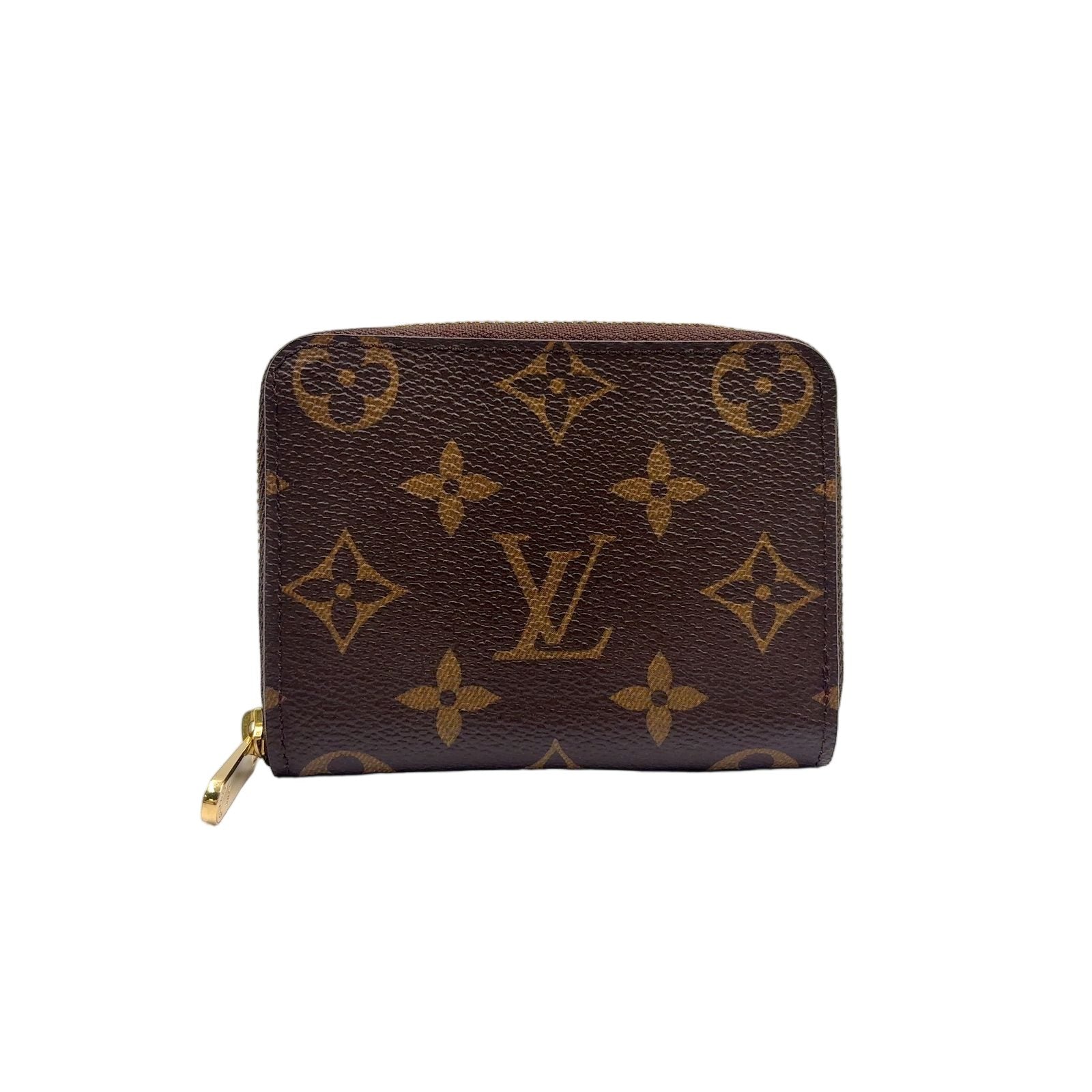 Louis Vuitton Zippy Coin Purse Monogram Brown Case Gold
