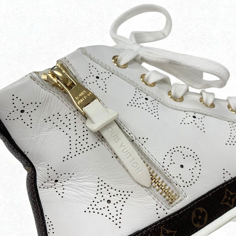 Louis Vuitton Stellar Line Monogram Sneakers Shoes Leather White Brown Logo — view 9