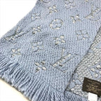 Louis Vuitton Monogram Shine Echarpe Logo Mania Scarf Blue — view 3