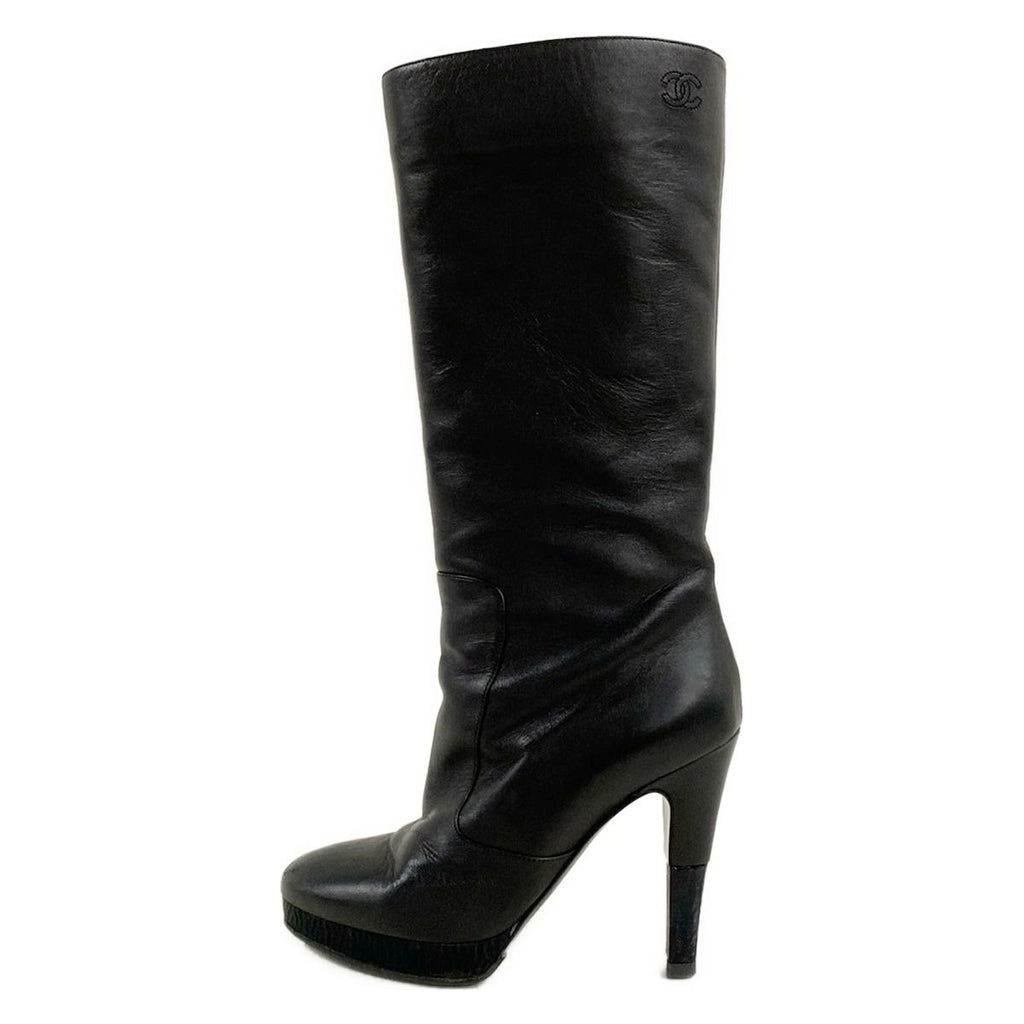 Chanel Boots 36 C Black CC Logo Lambskin