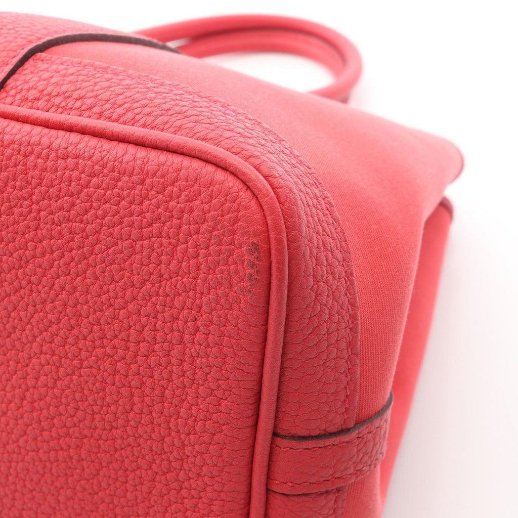 Hermes Tote Garden Party TPM Bougainvillea Leather Canvas Red — view 8