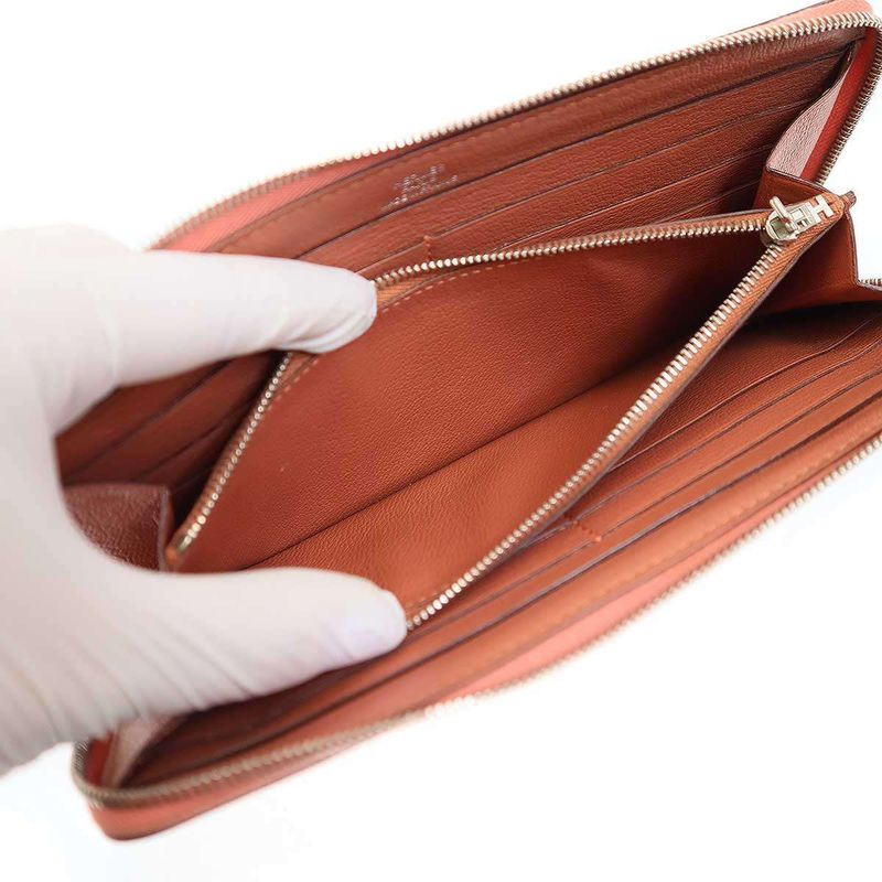 Hermes Azap Classic Round Zip Wallet Peach — view 7