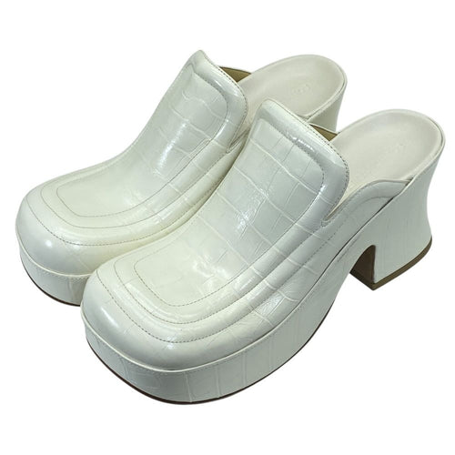 Bottega Veneta Wedge Clog Sandals Sabot Croco Embossed Leather
