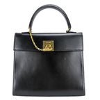 Celine Handbag Ganchini Leather Black Gold Chain