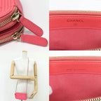 Chanel Boy Chain Clutch Wallet Bag Caviar Leather Pink — view 9