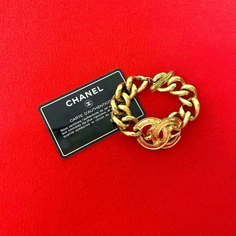 Chanel Coco Mark Motif GP Chain Bracelet Bangle Accessory Gold 94P