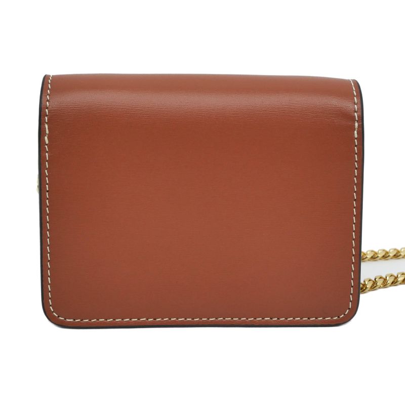 Celine Triomphe Card Holder With Chain 10 J743 dpv.04 lu Tan Brown — view 4