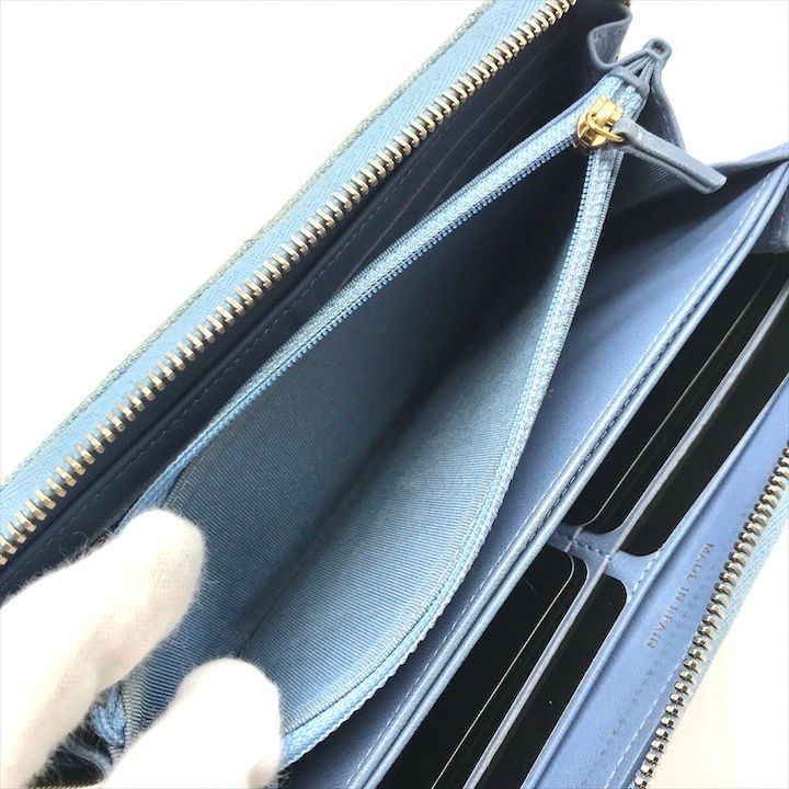 Chanel CC Logo Quilted Denim Zip Around Wallet Blue — view 8