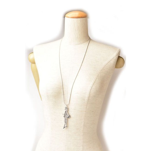 Chanel Charm Long Necklace Mademoiselle Motif Silver — view 7
